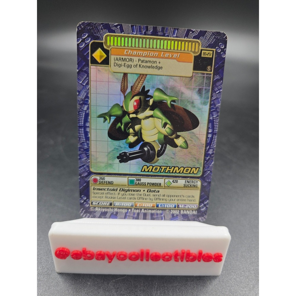Bandai Digimon Mothmon BO-251 S Holo Digi-Battle Card 2002 Champion Level Armor